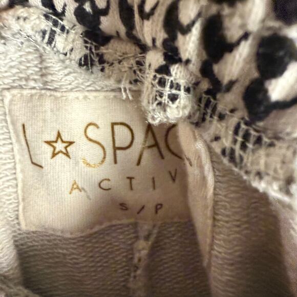 L*Space Sprinter Plaid Print Relaxed Fit Cream Black Jogger Sweatpants Size S - Picture 11 of 12